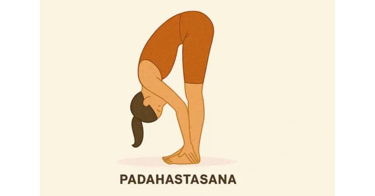Yoga practitioner performing Padahastasana Hand Under Foot Pose